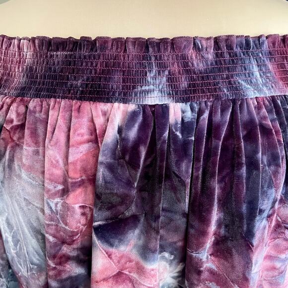 American Eagle Purple Tie Dye Crushed Velvet Off Shoulder Top MED Fairy Grunge - Picture 6 of 9